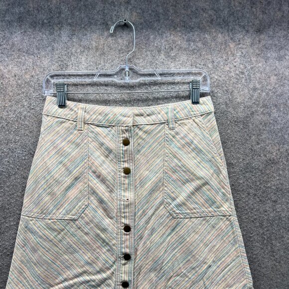 Anthropologie Pilcro Skirt Women 4 Multicolor Stripe Button Front A-Line Casual - Picture 8 of 10